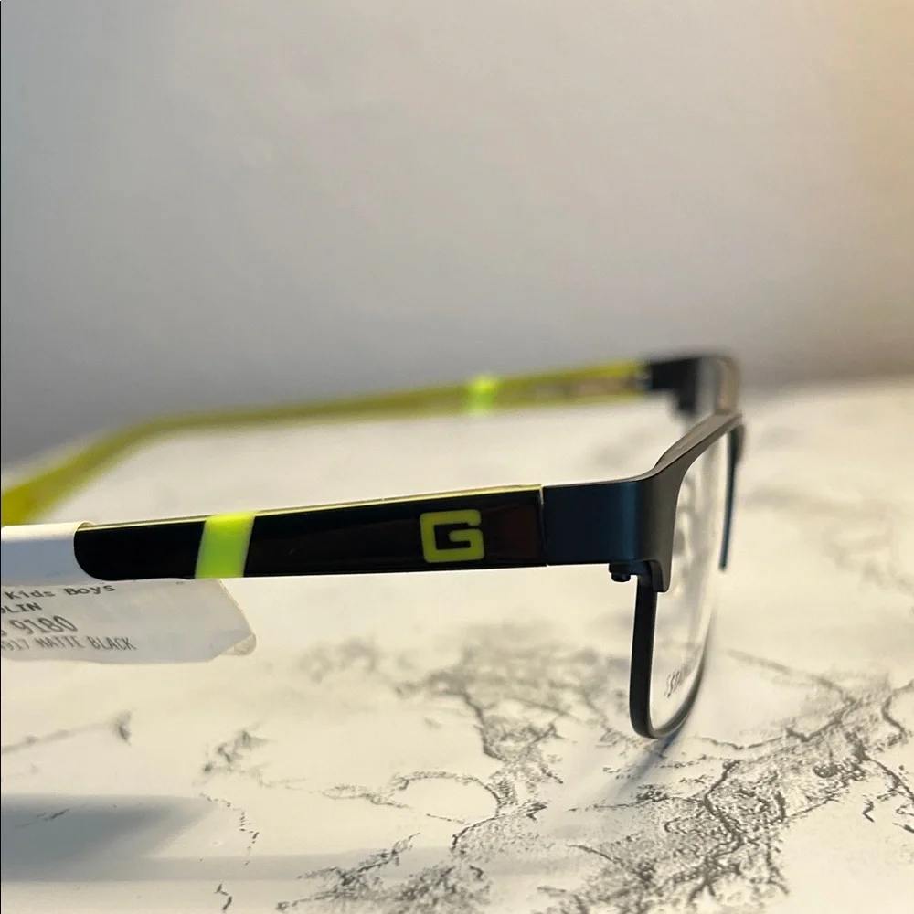 Boys Guess Women's Glasses with Black Frame and Yellow Accents Size 49-17-130